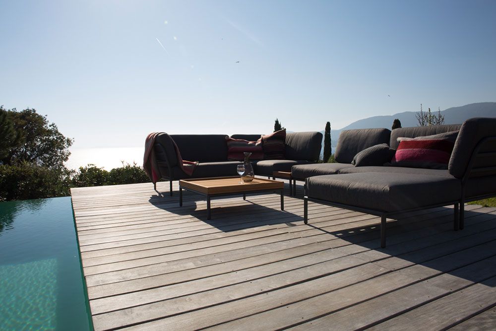 Level sofabord 41x81 cm grå aluminium