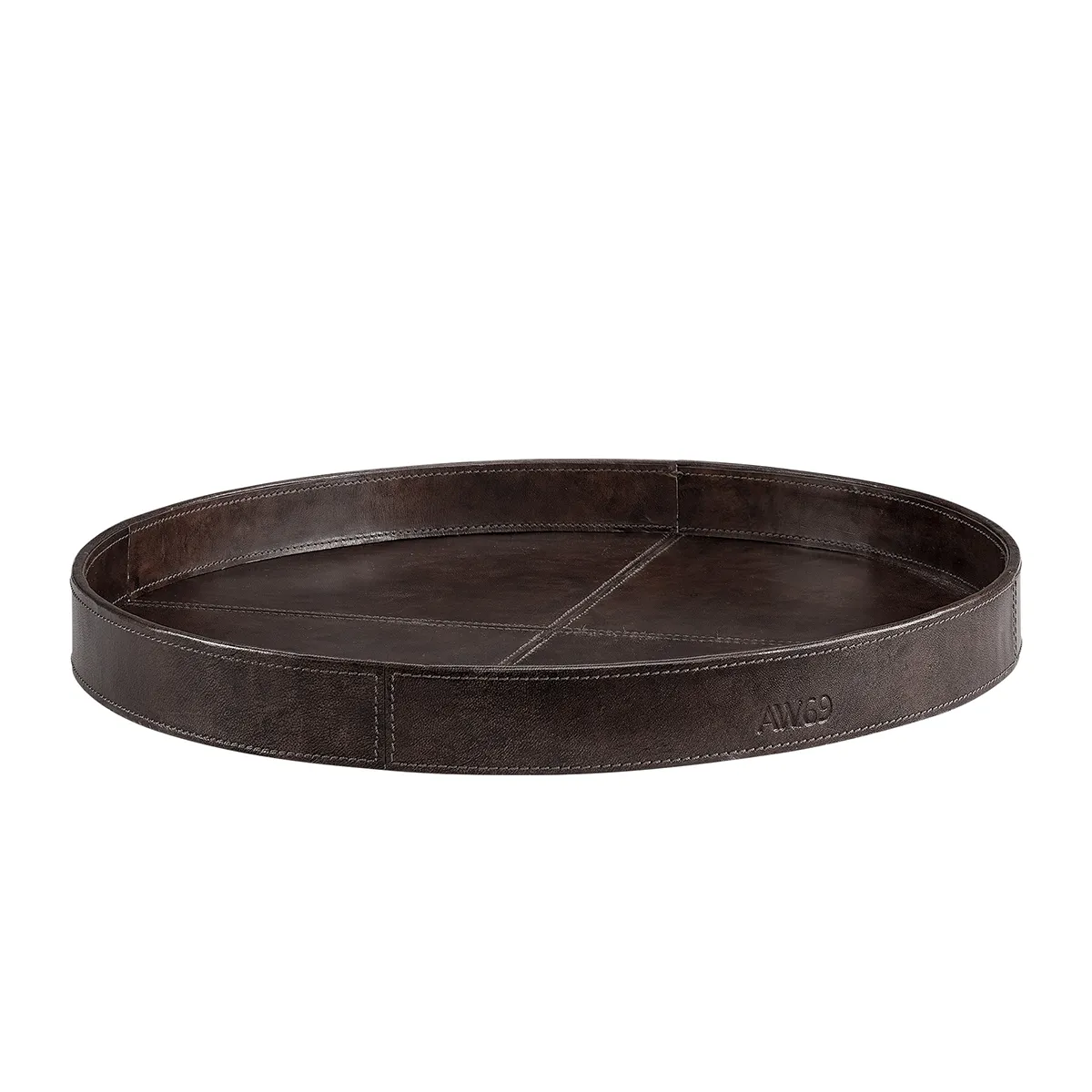 Artwood, Rund bakke i læder Mendoza Deep brown