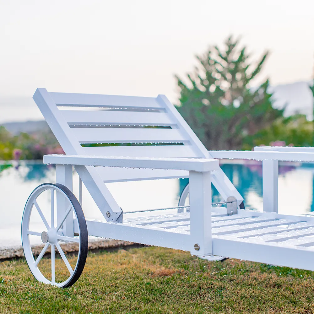 Solseng med armlæn aluminium hvid 