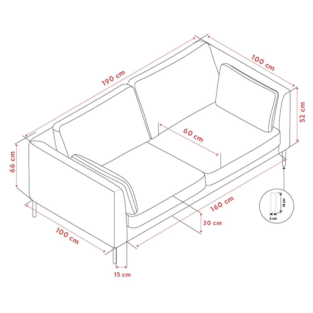 Corwin 2,5-personers sofa stof Rita Lys beige
