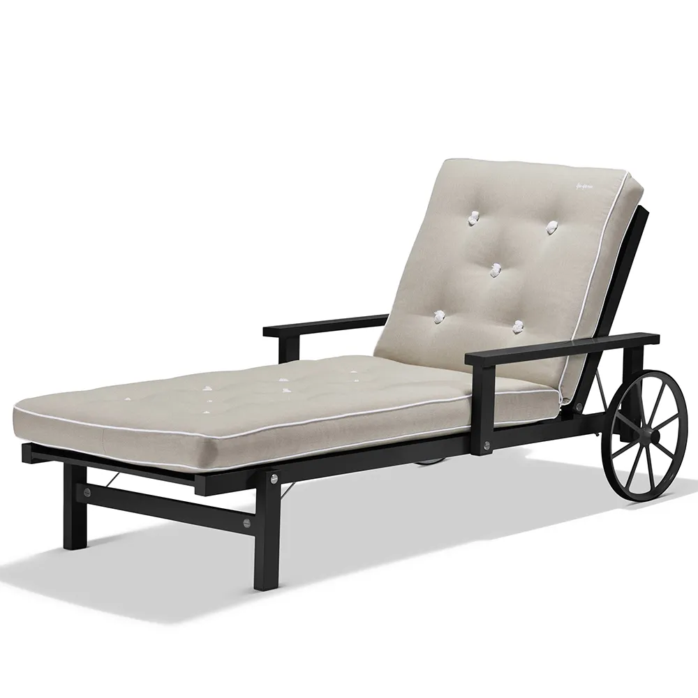 Solseng med armlæn aluminium sort 