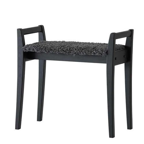 Meja Stool Sortbejdset eg/fåreskindslook Mørkegrå