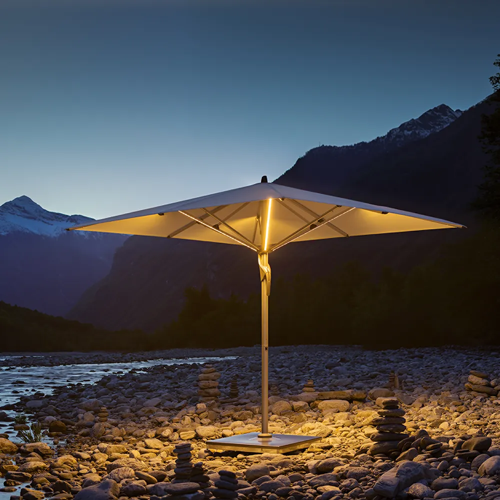 Fortello LED 300x300 cm parasol alu Cat.2 158 Off white