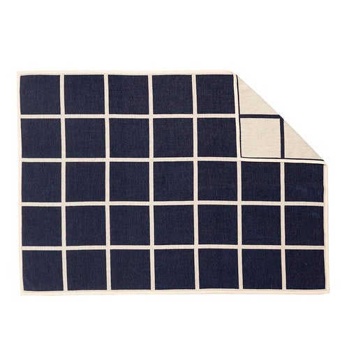 Vævet plaid i lammeuld Criss Dark Blue