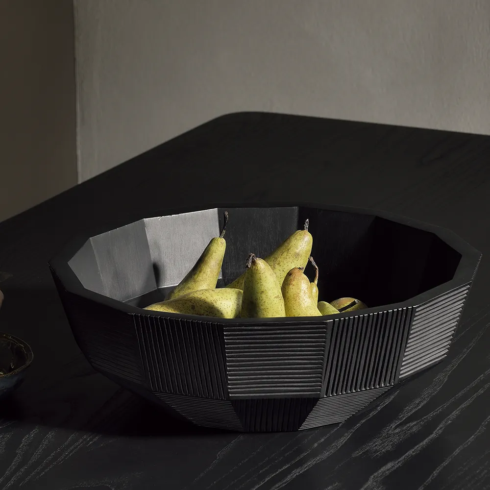 Striped skål sortlakeret mahogni