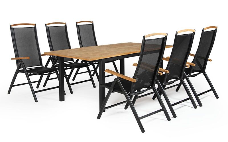 Andy & Lyon Spisebordssæt Sort/Teak Brafab