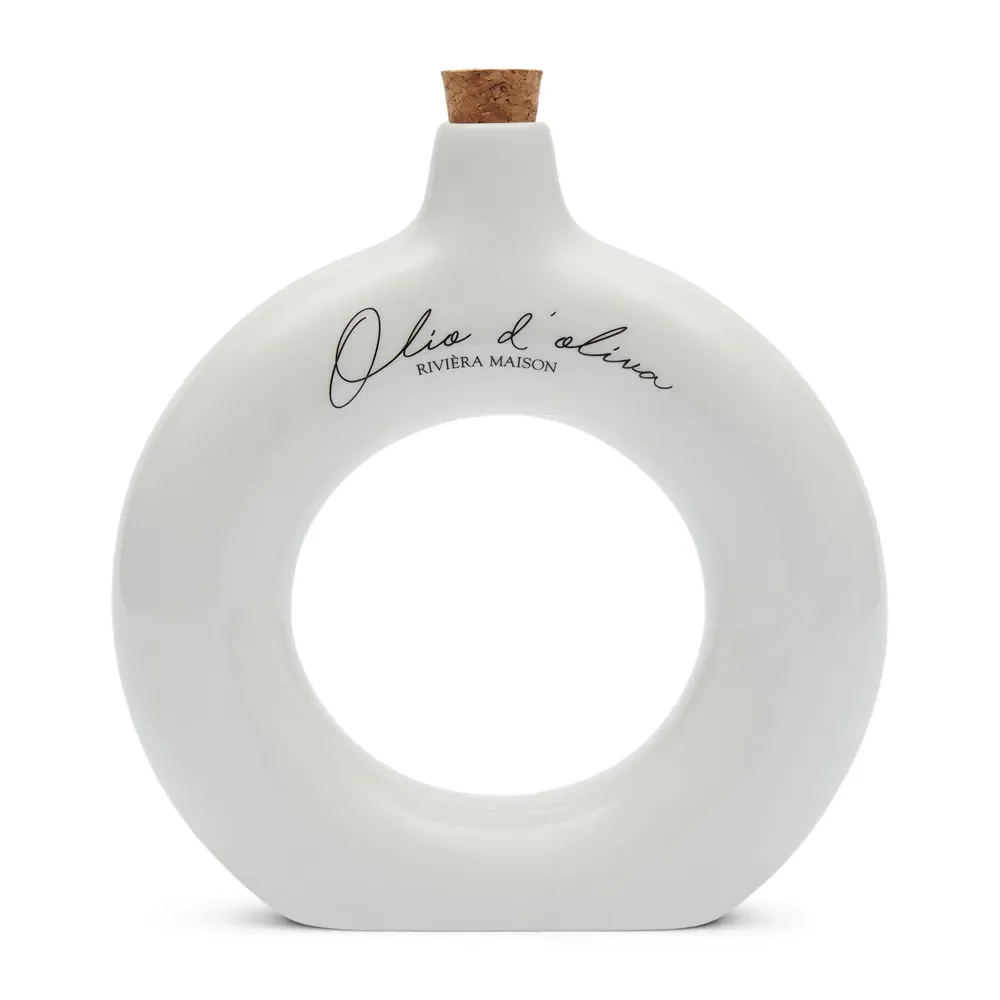 Håndlavet Eddike- og olieflaske Olio D'Oliva Off White