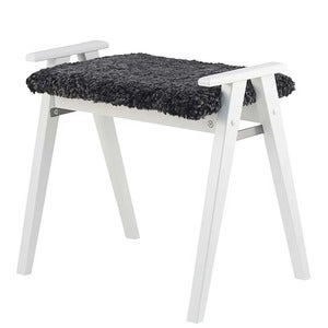 Alme Stool Hvidlakeret birk/fåreskind mørkegrå