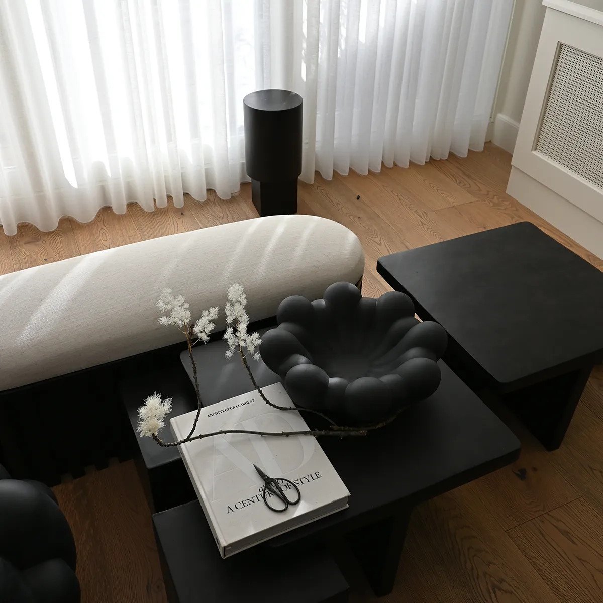 Håndlavet Dekorationsskål Bloom Black Ø 44 cm