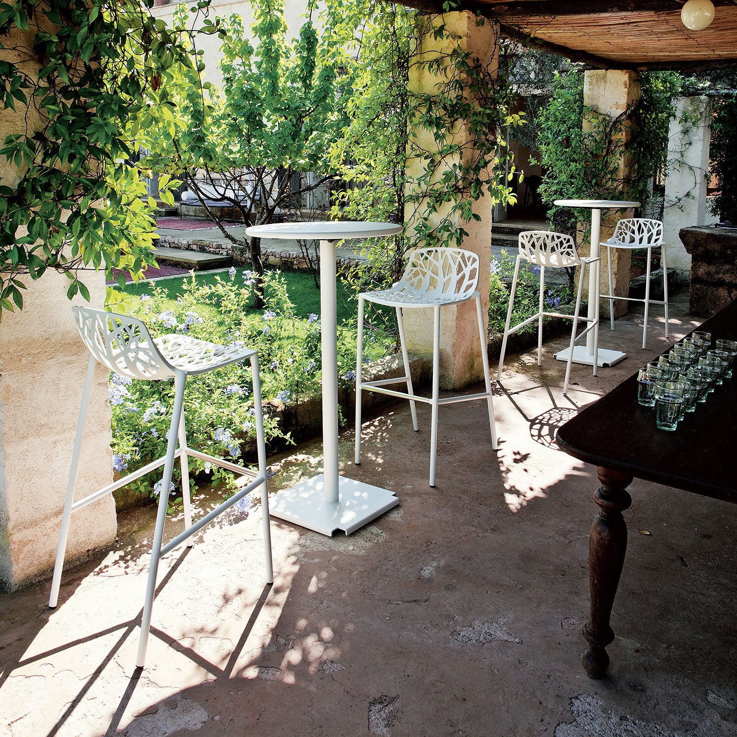 Forest barstol 65 cm med høj ryg White 