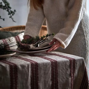 NOEL Dug rød/hør grå 350x140 cm