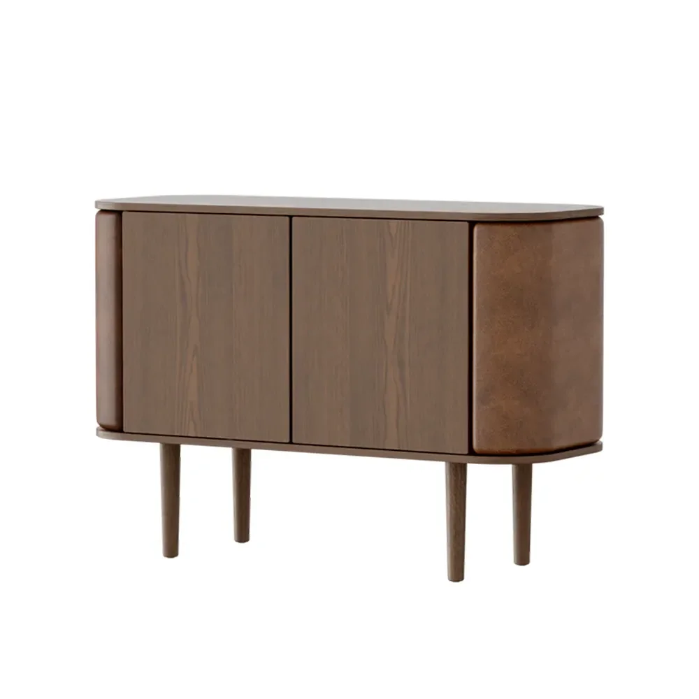 Umage, Treasures skab med 2 låger, mørk eg/Brown Faux leather