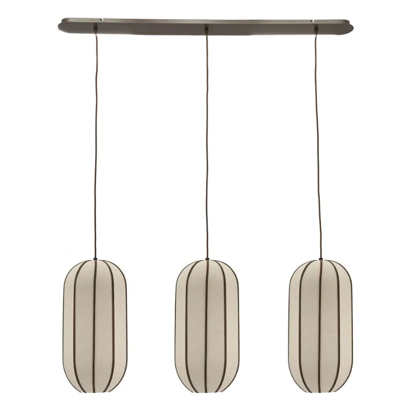 Cocoon cluster rectangular Pendellampe 120x25x155 cm IJzer, leer & linnen Natur