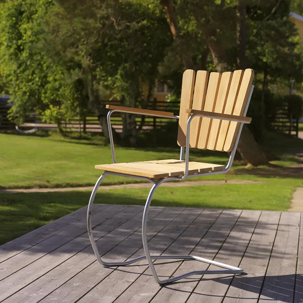 56'eren armlænestol, galvaniseret/teak