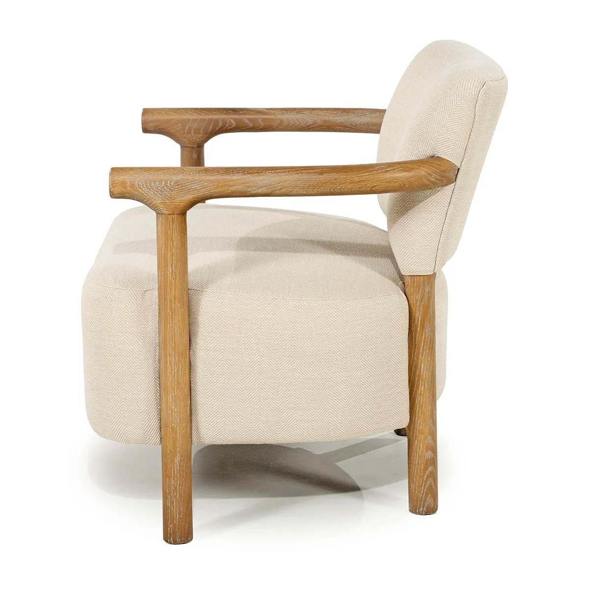 Lænestol i Asketræ Glenn Herringbone Beige