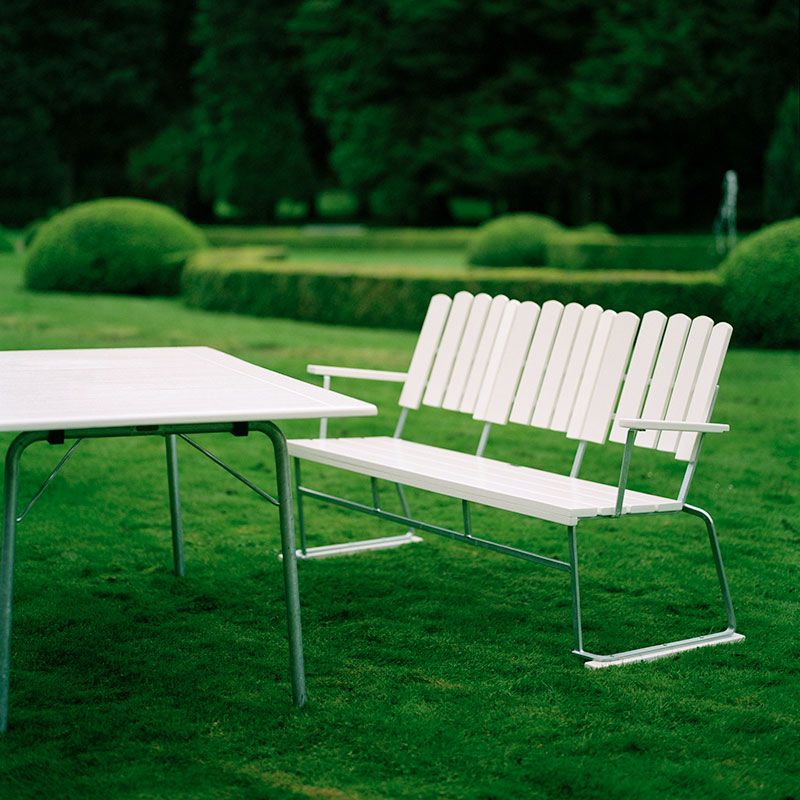 Stol 6 Hvidlakeret Eg/Varmgalvaniseret Understel Grythyttan Stålmöbler