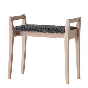 Meja Stool Hvidolieret eg/fåreskindslook Mørkegrå