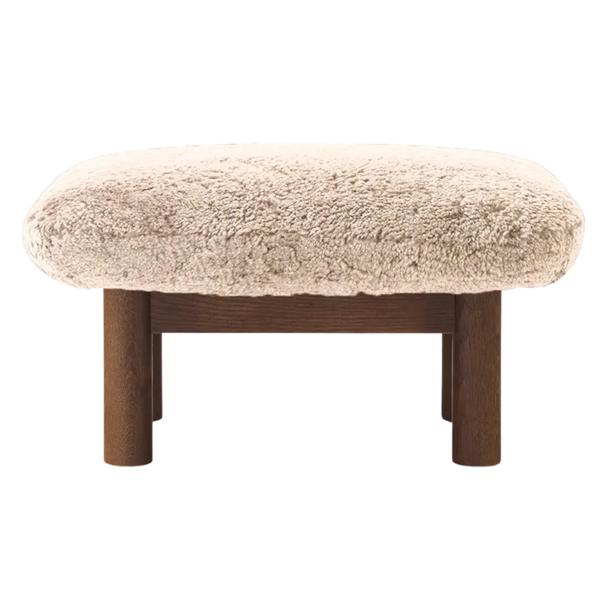 Brasilia skammel i mørkbejdset massiv eg, Sheepskin Nevotex Nature