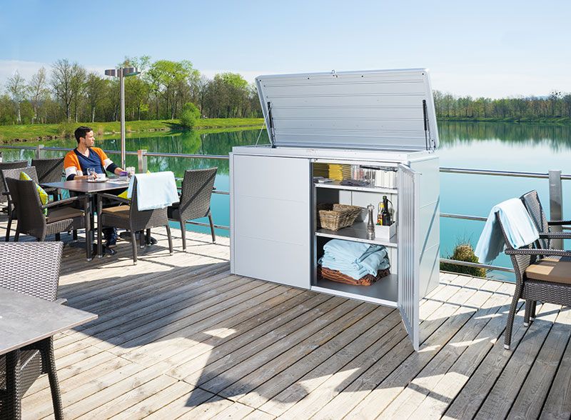 Highboard opbevaringskasse 160 cm kvartsgrå