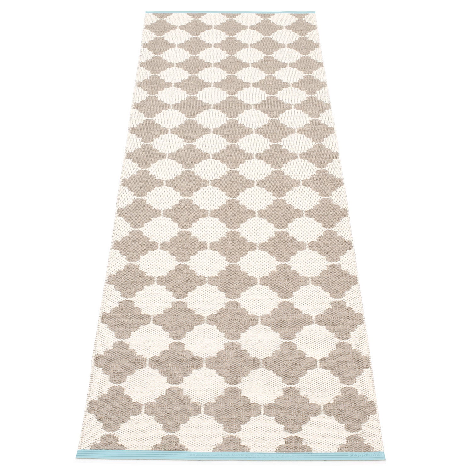 Pappelina, Marre tæppe 70x225 cm mud / vanilla turquoise stripe