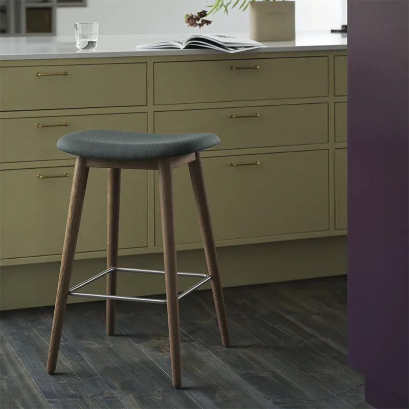 Fiber barpall høj Wood Base - 75 cm - Black/Anthracite Black