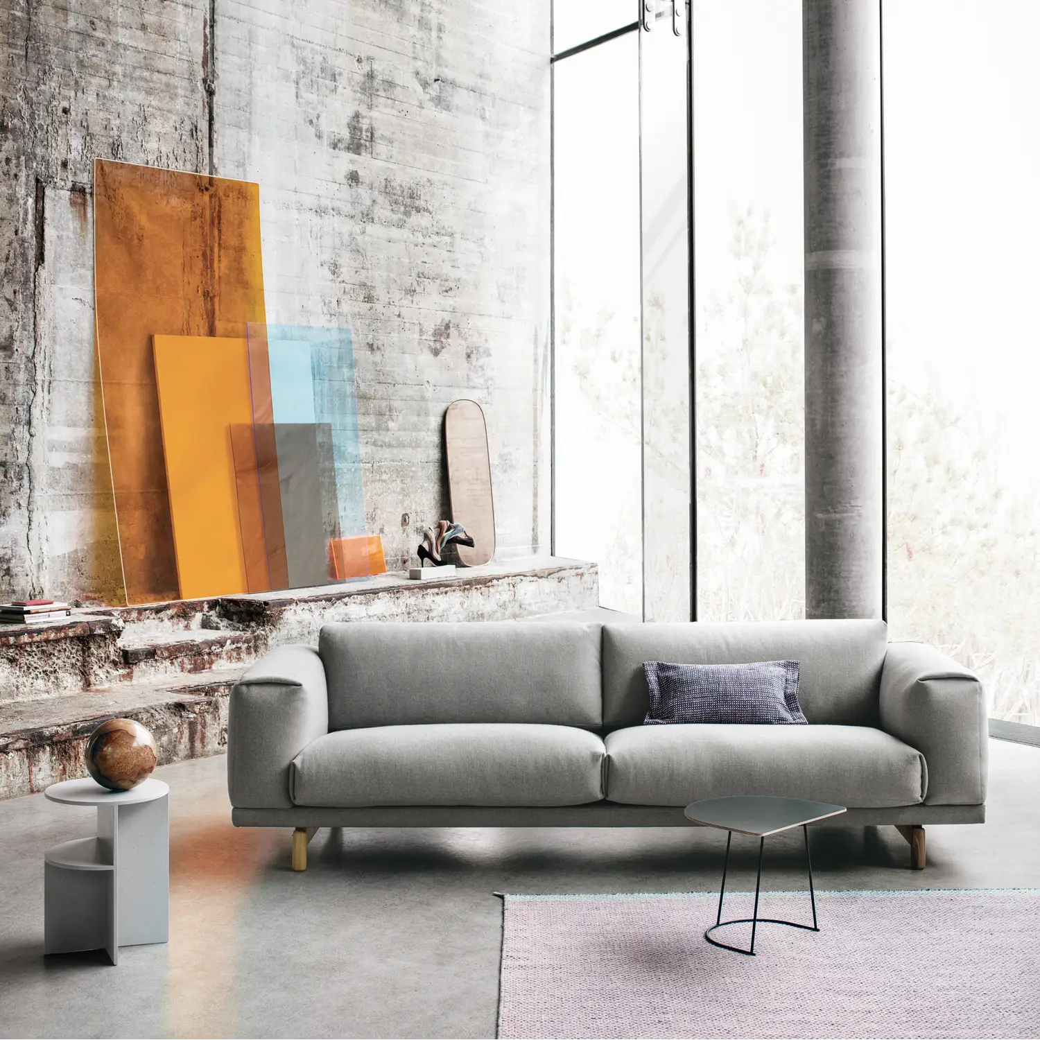 Rest Sofa 3-sæders metalbase Hearth 6/Sort