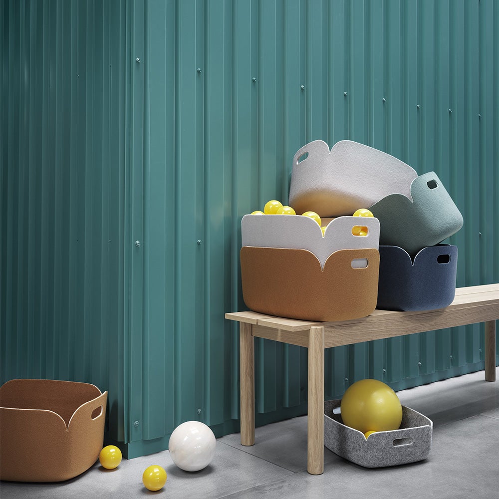  Restore opbevaringskasse med kurv 28 x 28 cm - Grå Mélange