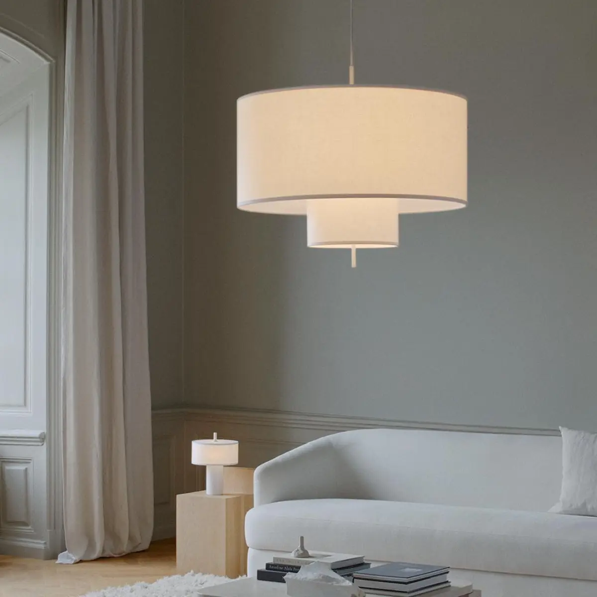Margin Pendel Ø90 Hvid Canvas
