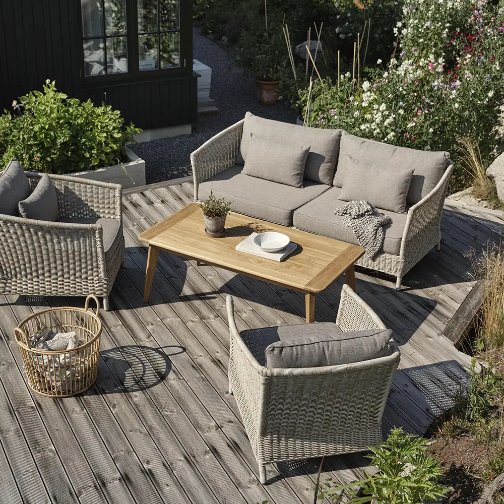 Aster 3-pers. Sofa Beige Polyrattan Inkl. Hynder Brafab