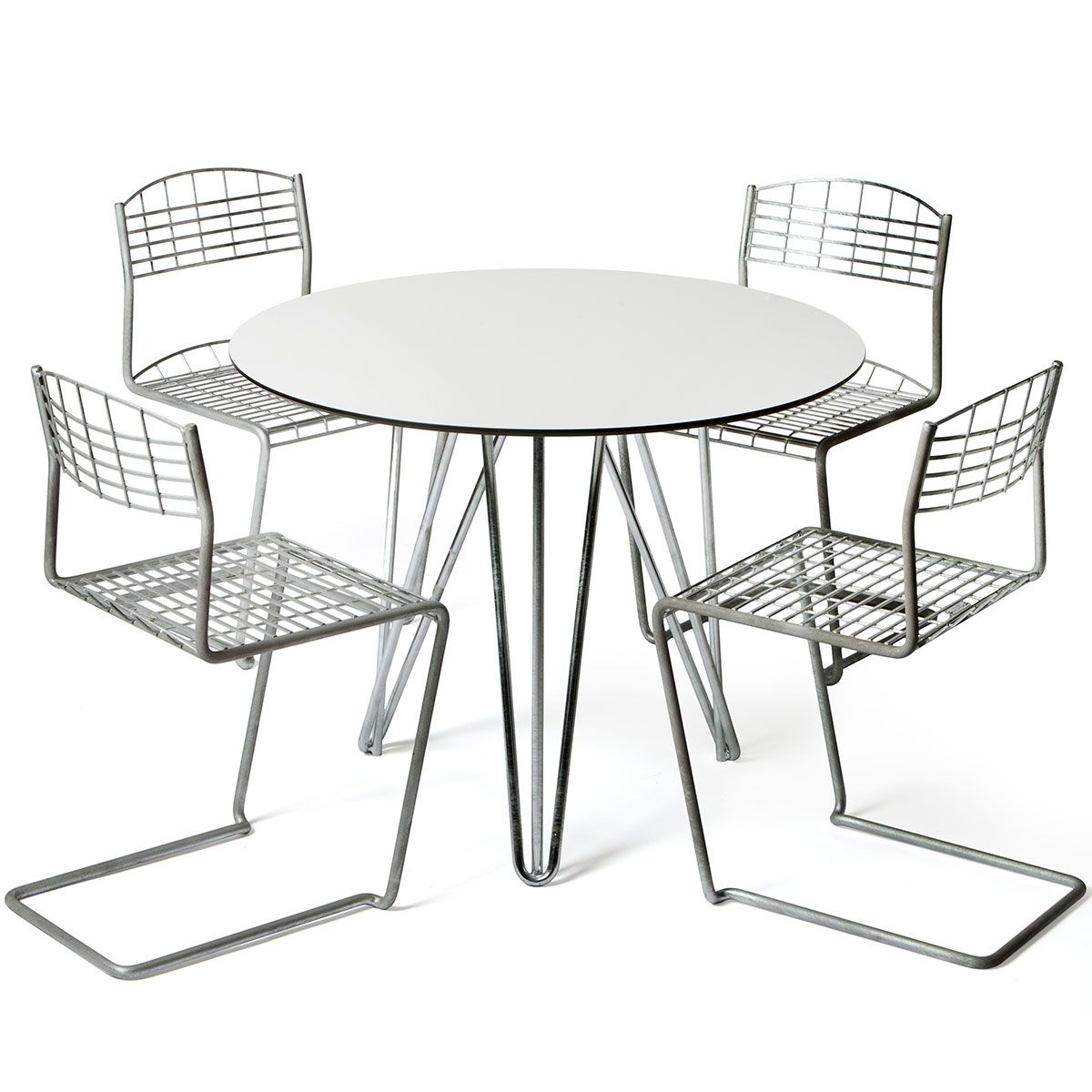 High Tech Spisebordssæt Ø90 cm Sort Grythyttan Stålmöbler