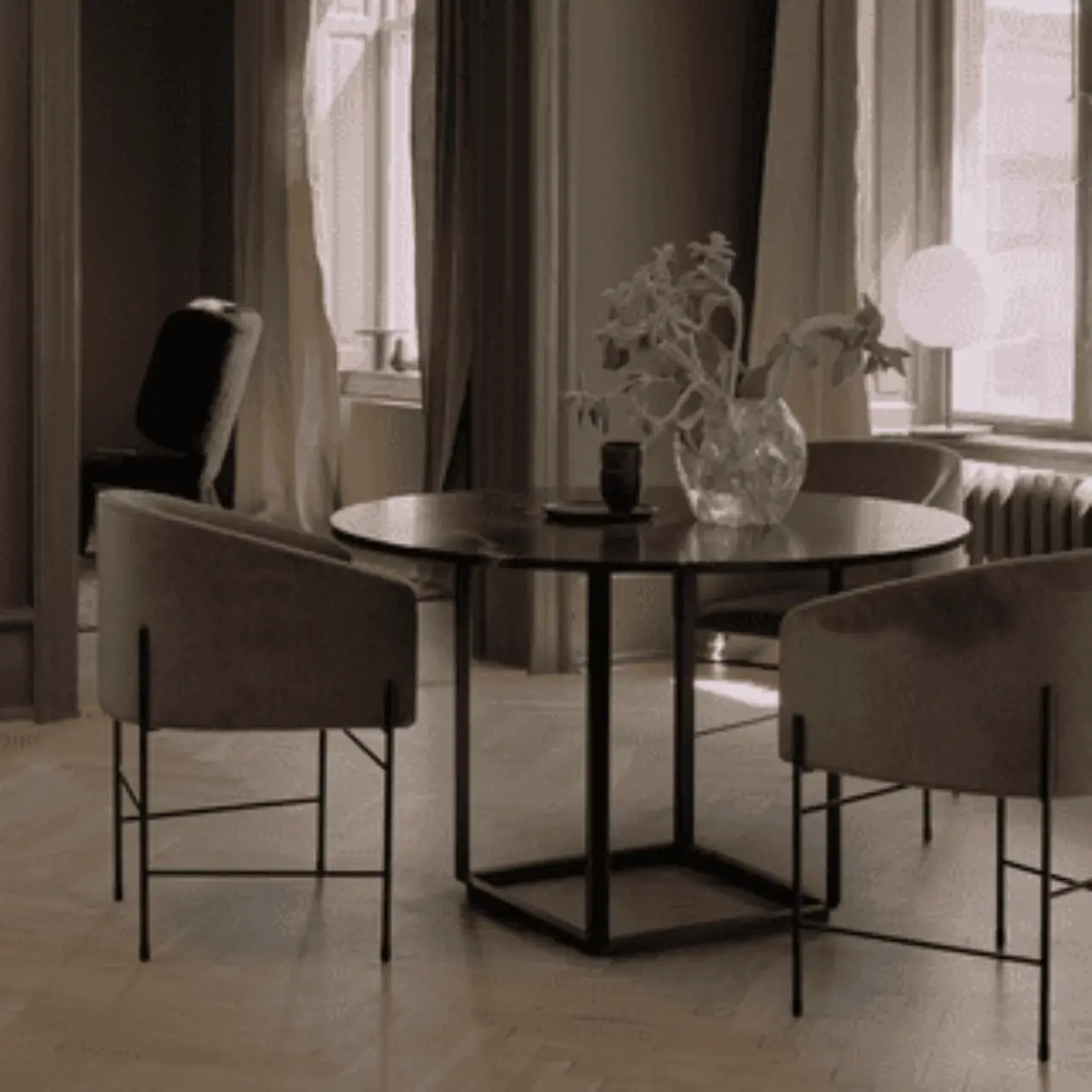 Florence Bordplade Ø120cm Sort Marquina Marmor