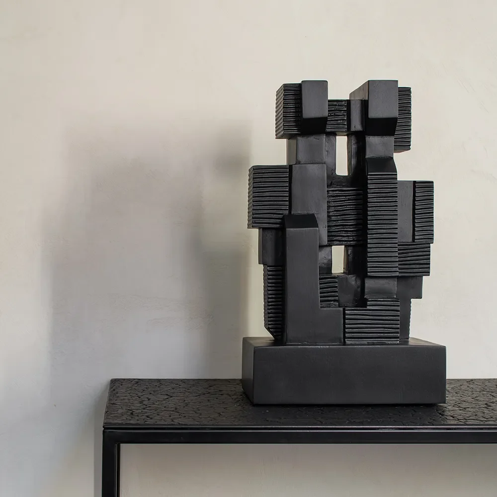  Block skulptur sortlakeret mahogni