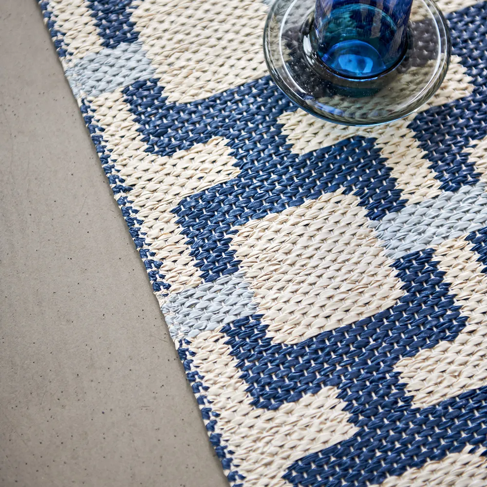 Tom tæppe Ocean Blue/Cream/Blue Fog 70 x 240 cm