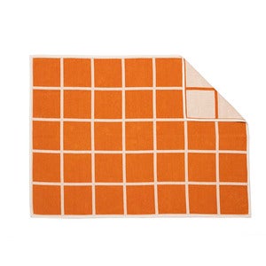 Vævet plaid i lammeuld Criss Pale Orange