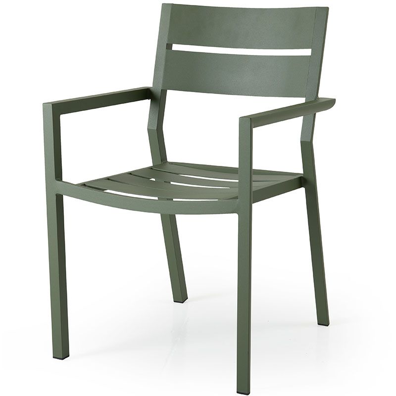 Delia stabelstol dusty green alu - Havestole - Brafab - Enggården Havemøbler