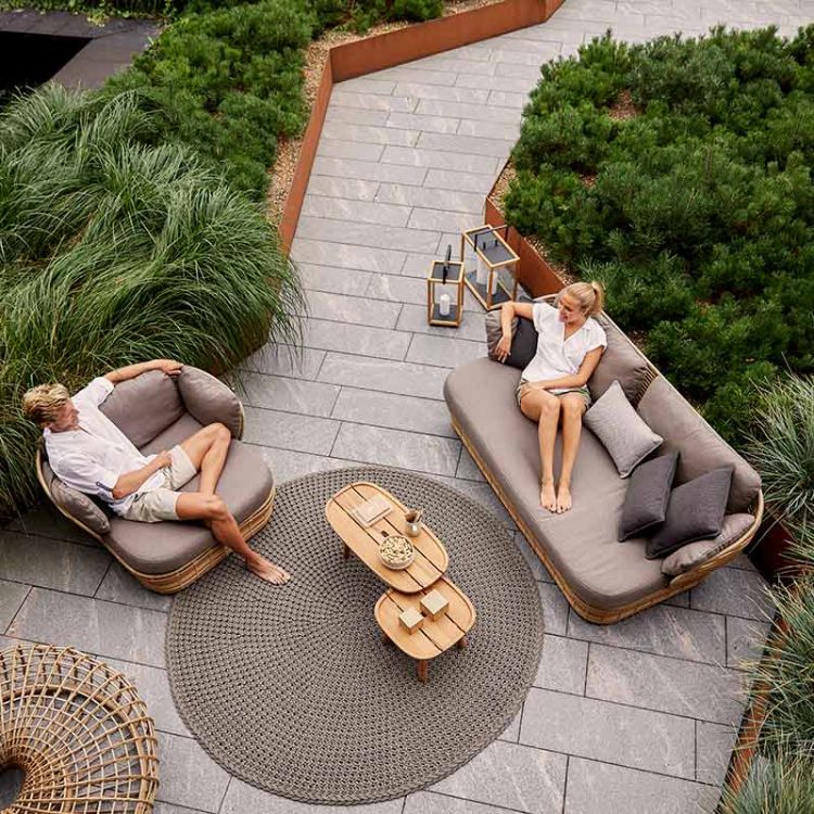 Basket sofa naturlig syntetisk rattan inkl. let Airtouch-pudesæt