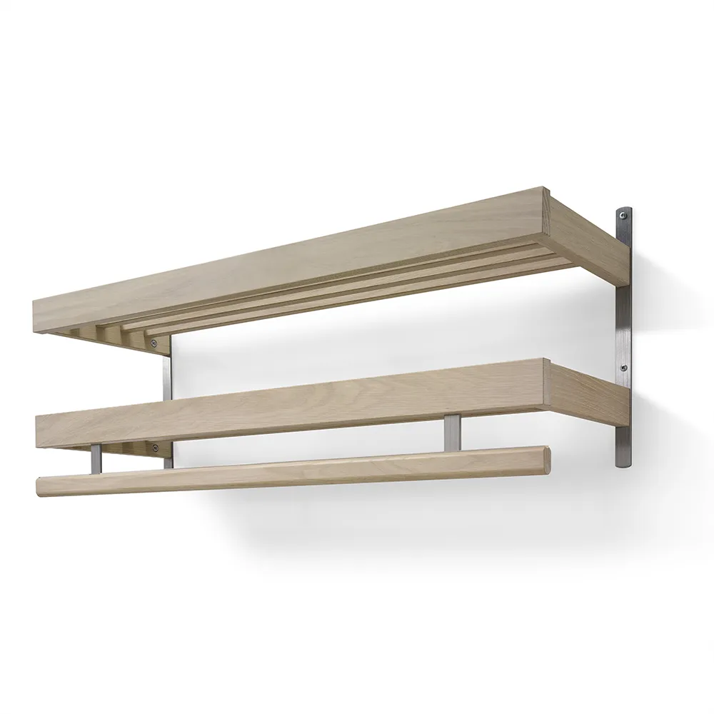 Oscarssons Möbel, Nadja Hattehylde 100 cm 2 niveauer Hvidolieret Eg/Grundstål