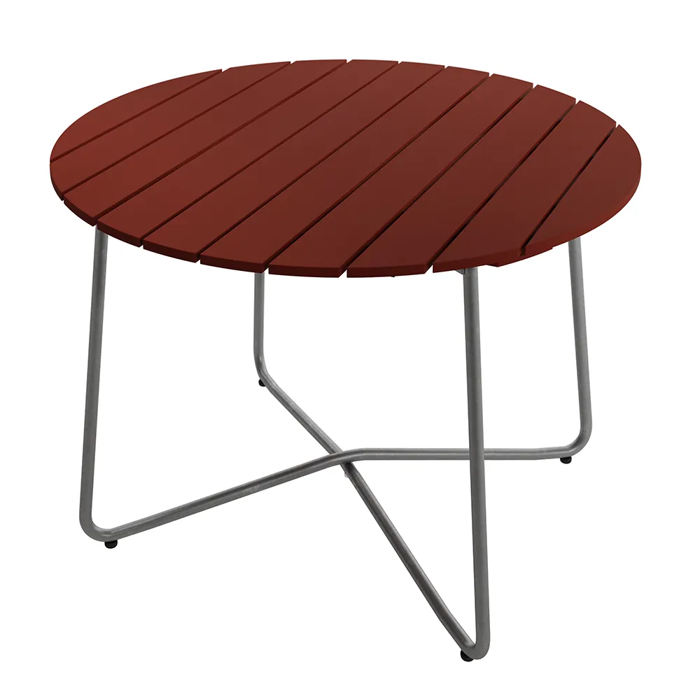 Grythyttan Stålmöbler, 9A bord 100 cm mørkerød / varmforzinket