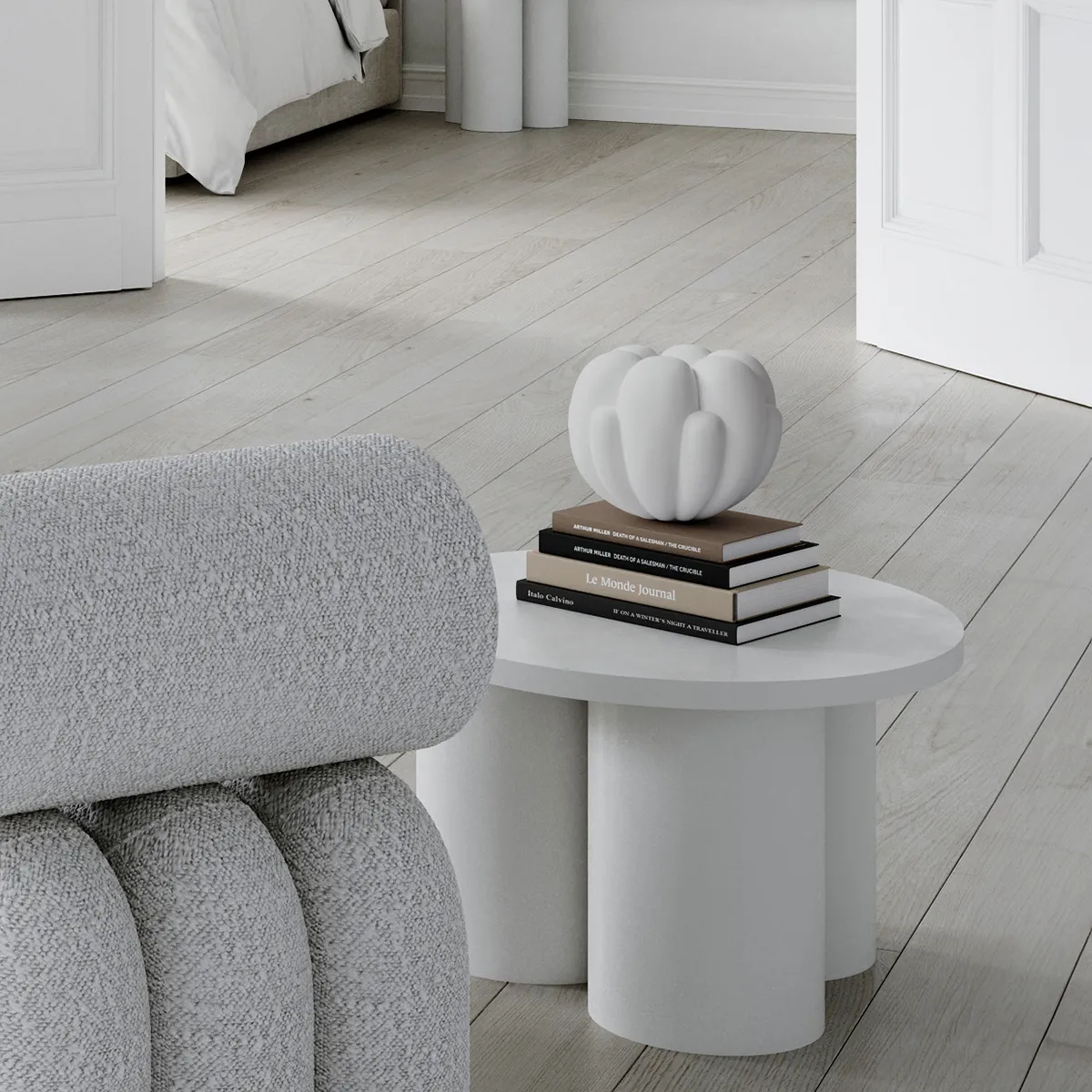 Håndlavet vase Bloom Petit Bone White H18 cm