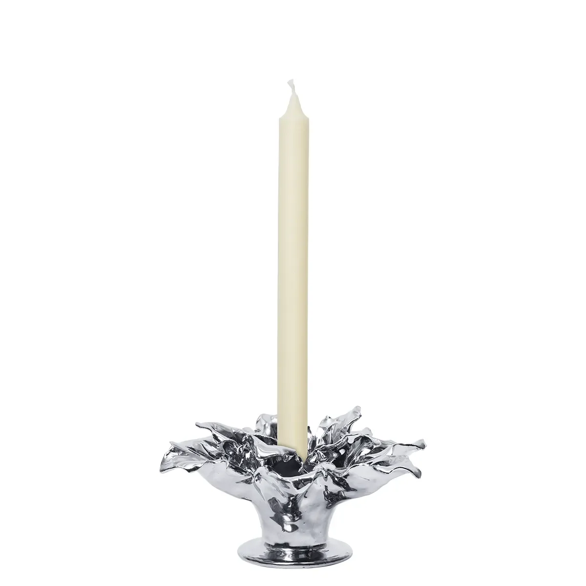 Lysestage Holly Leaf Silver Ø 12 cm