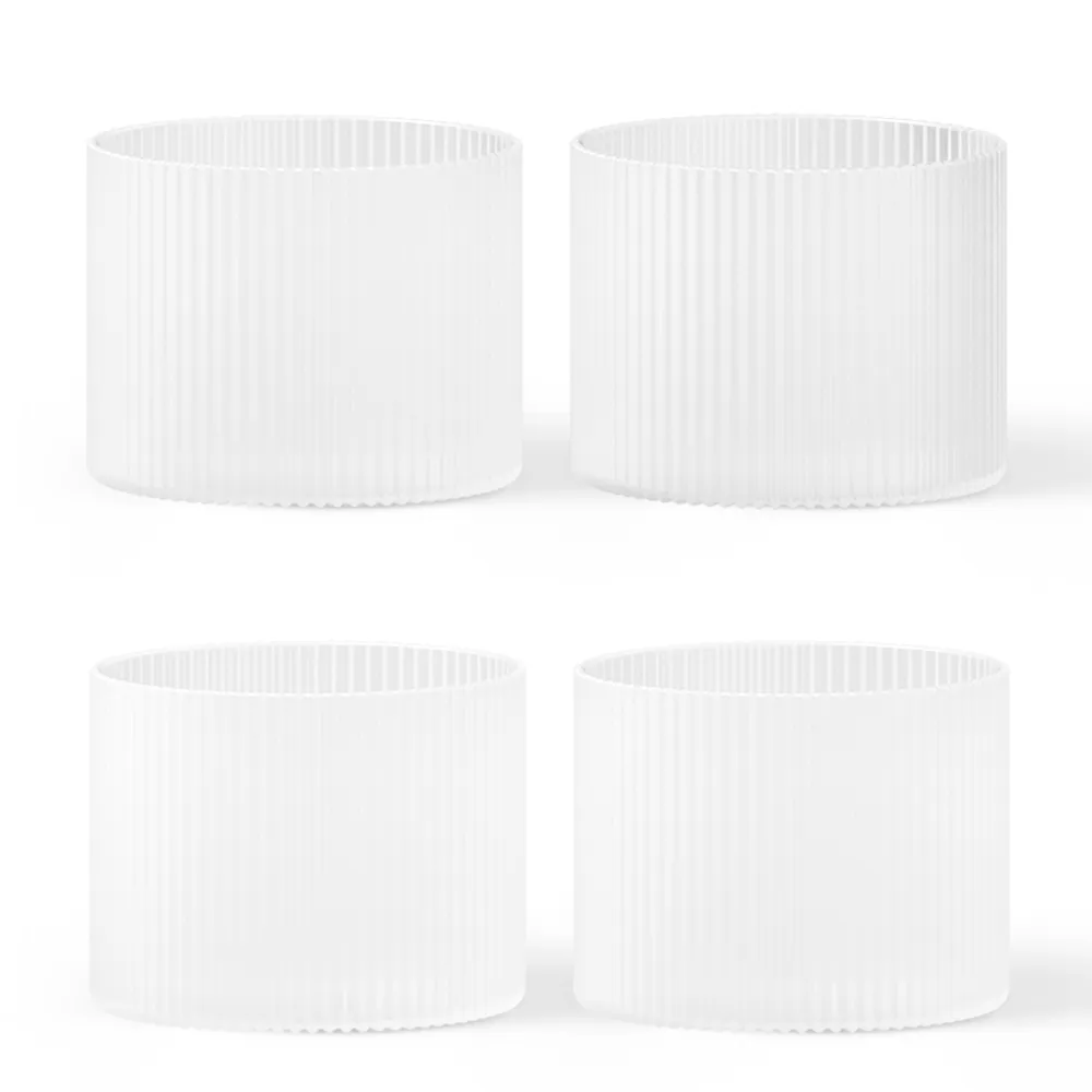 Ferm Living Ripple glas lavt 4-pak Frosted