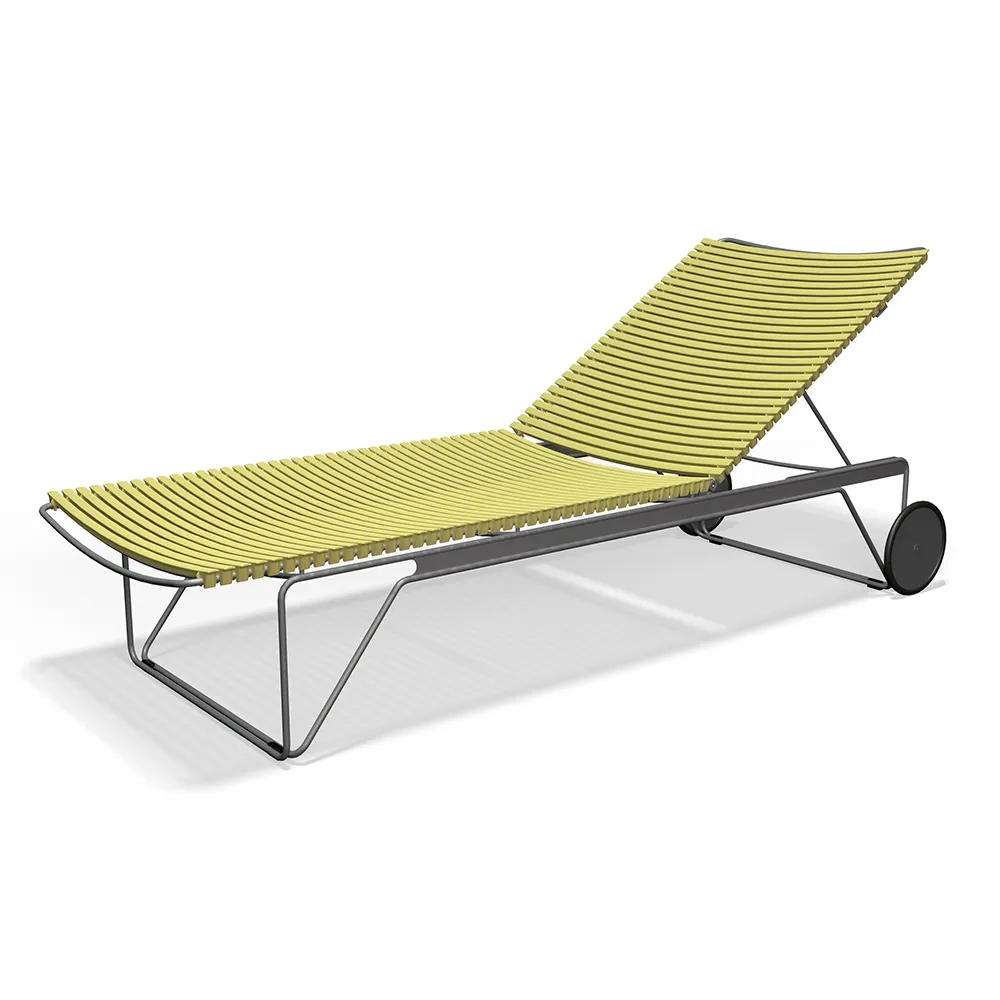 Houe, Click Adjustable chaise longue Lemon zest. Frame: Grey