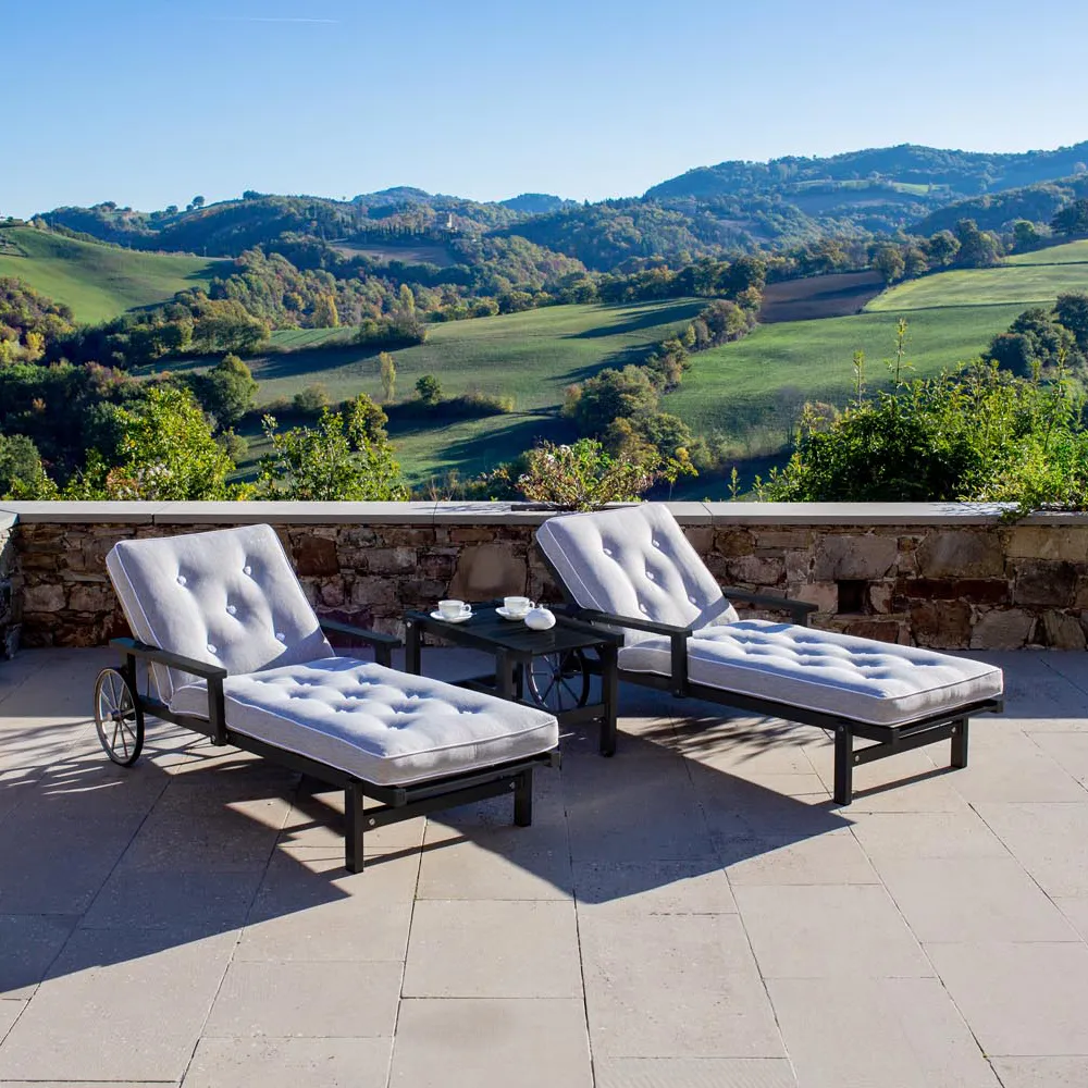 Solseng med armlæn aluminium sort 