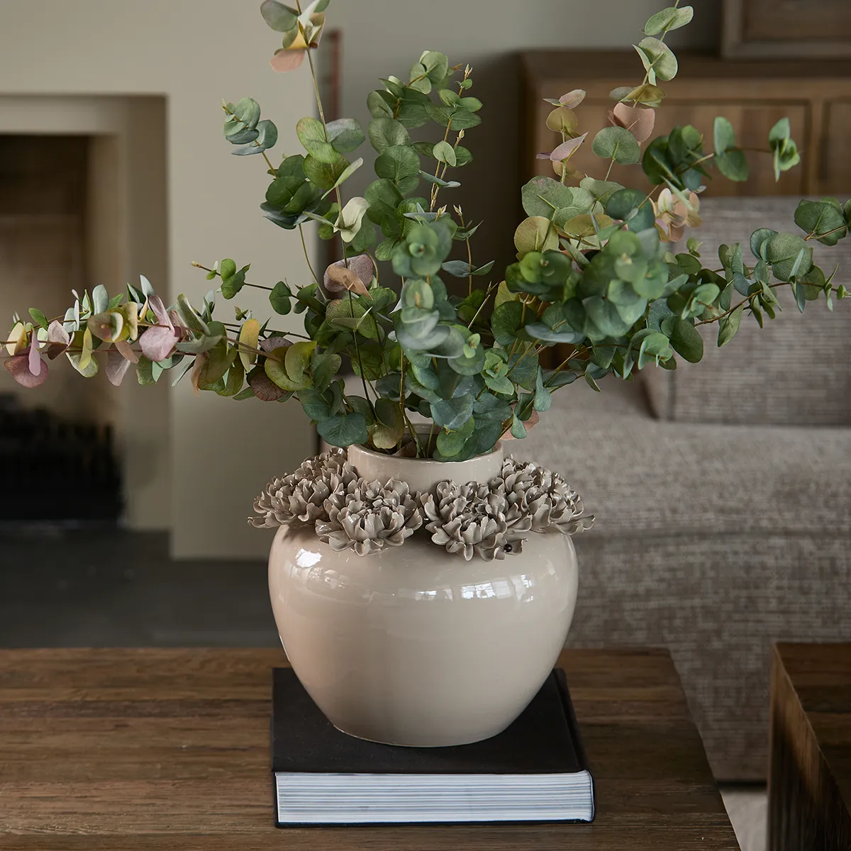 Håndlavet Vase Blossom Edge H31 cm Flax