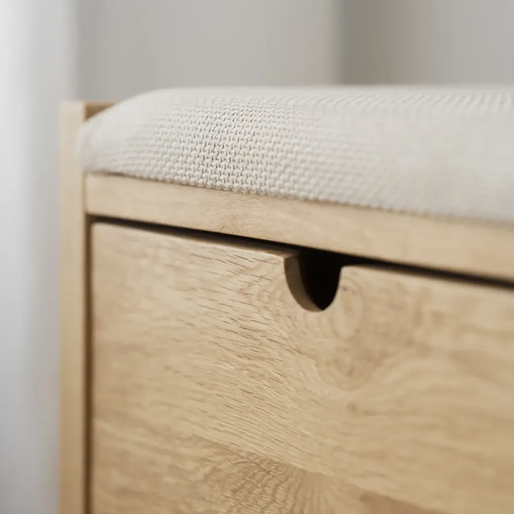 Hillmond opbevaringsbænk 80 cm eg/beige stof