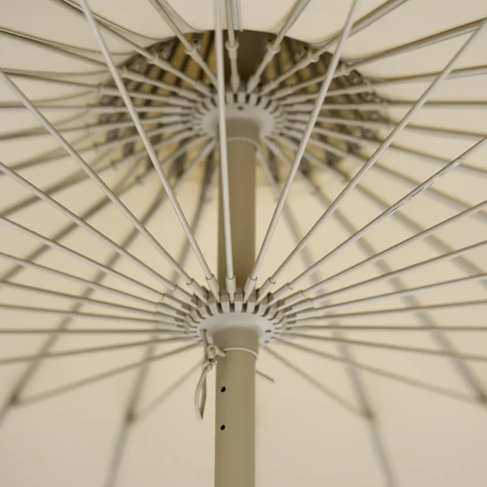 Parasol med frynser Ø240 cm Beige