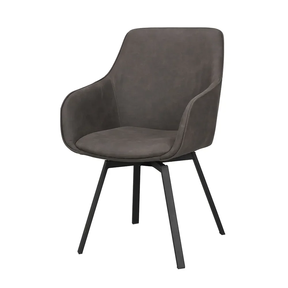 Rowico Home, Alison stol med armlæn mørkegrå microfiber/ben i sort metal