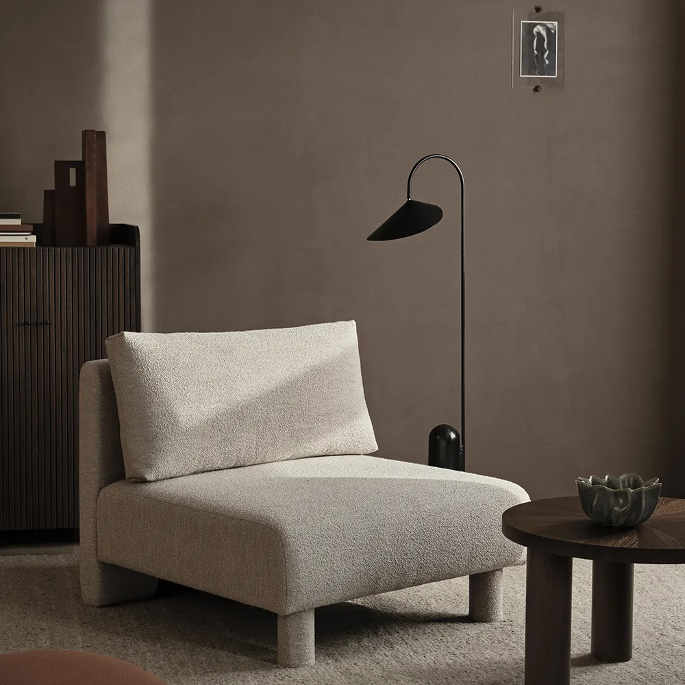 Justerbar Gulvlampe med Travertinfod Arum Black