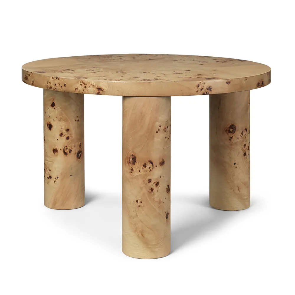 Ferm Living, Post Sofabord Ø65 cm - Poplar Burl Veneer