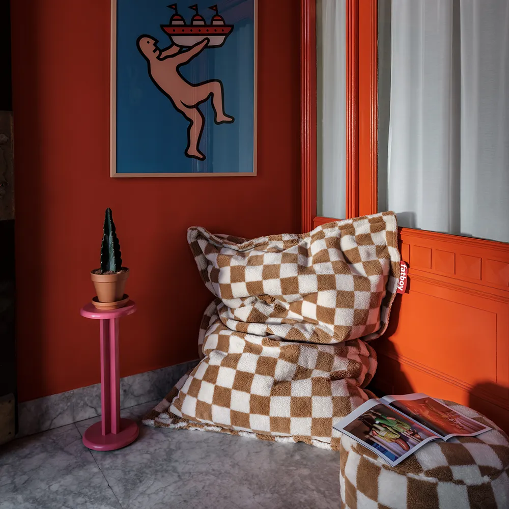 Original Slim Teddy Sækkestol Chess Almond Creme